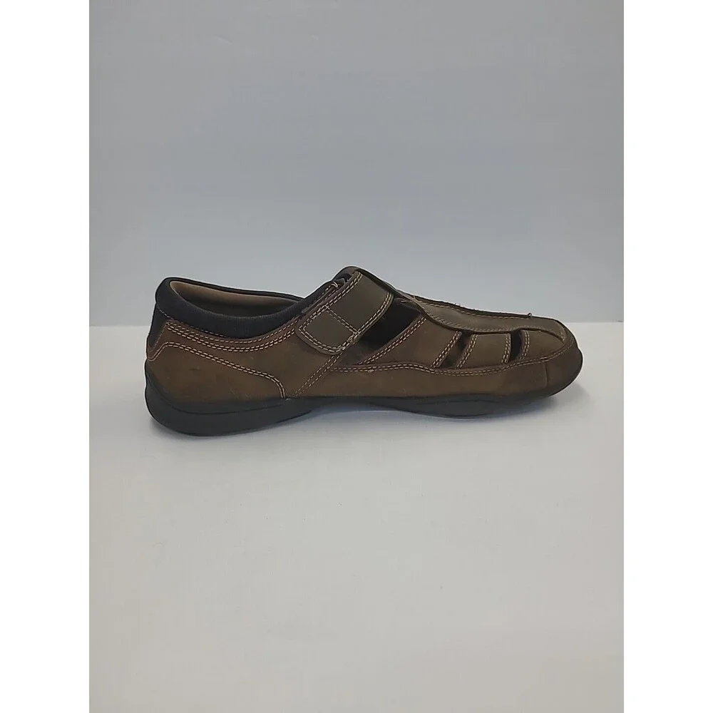 Men's Skechers Sandals Size 9 Brown Leather Closed Toe Comfort Shoes‎ Adjustable
